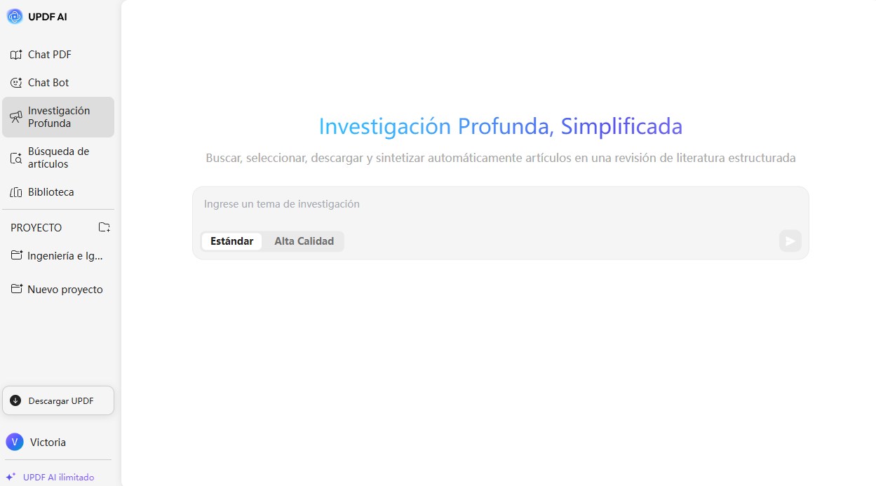 UPDF IA Investigación Profunda