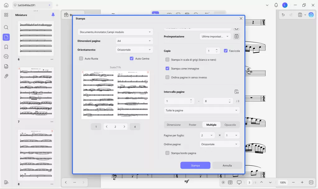 print the pdf sheet music