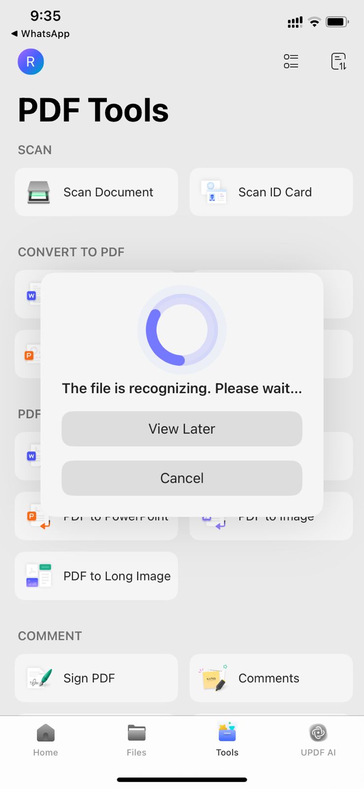 updf recognizing and converting the file updf iphone