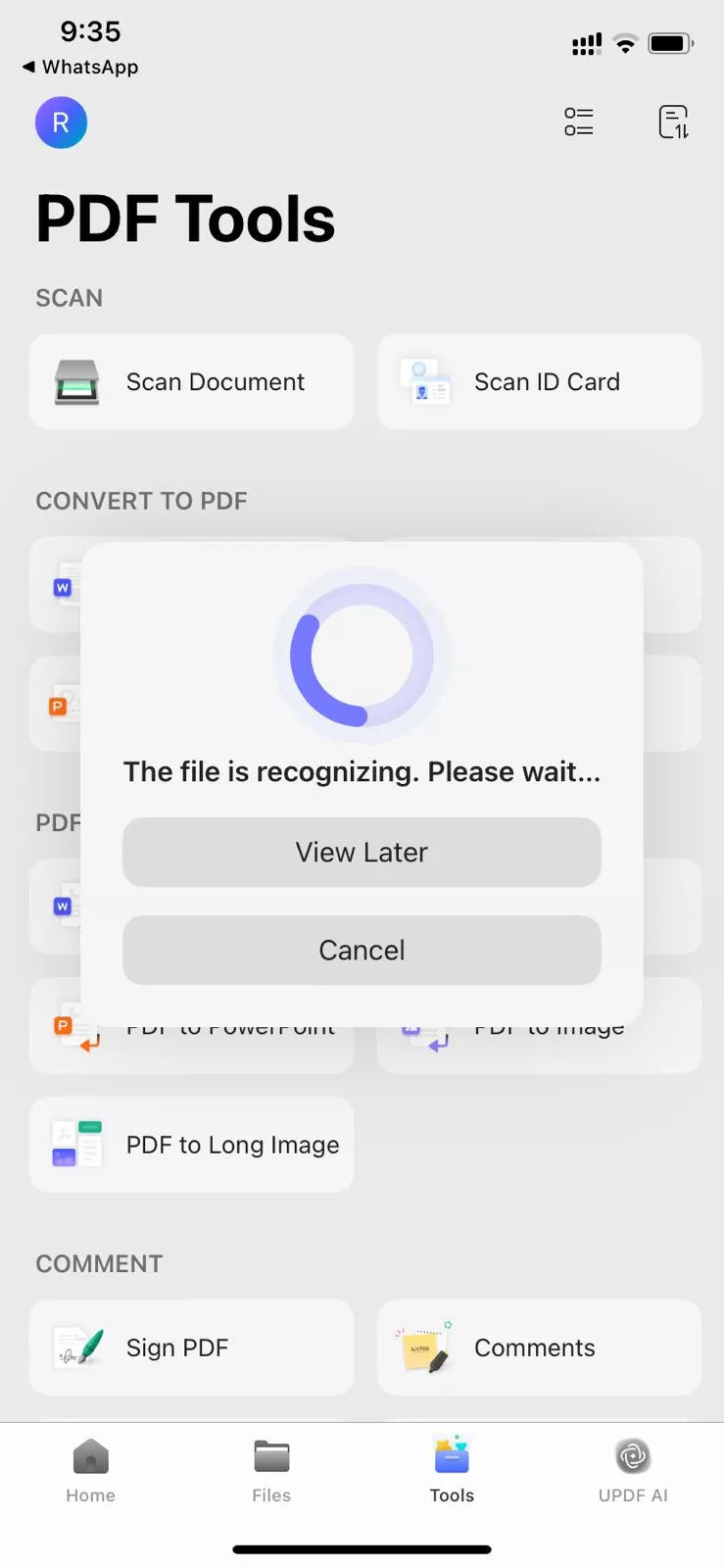 updf recognizing and converting the file updf iphone