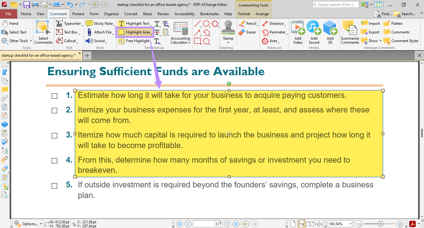  use highlight area pdf xchange editor