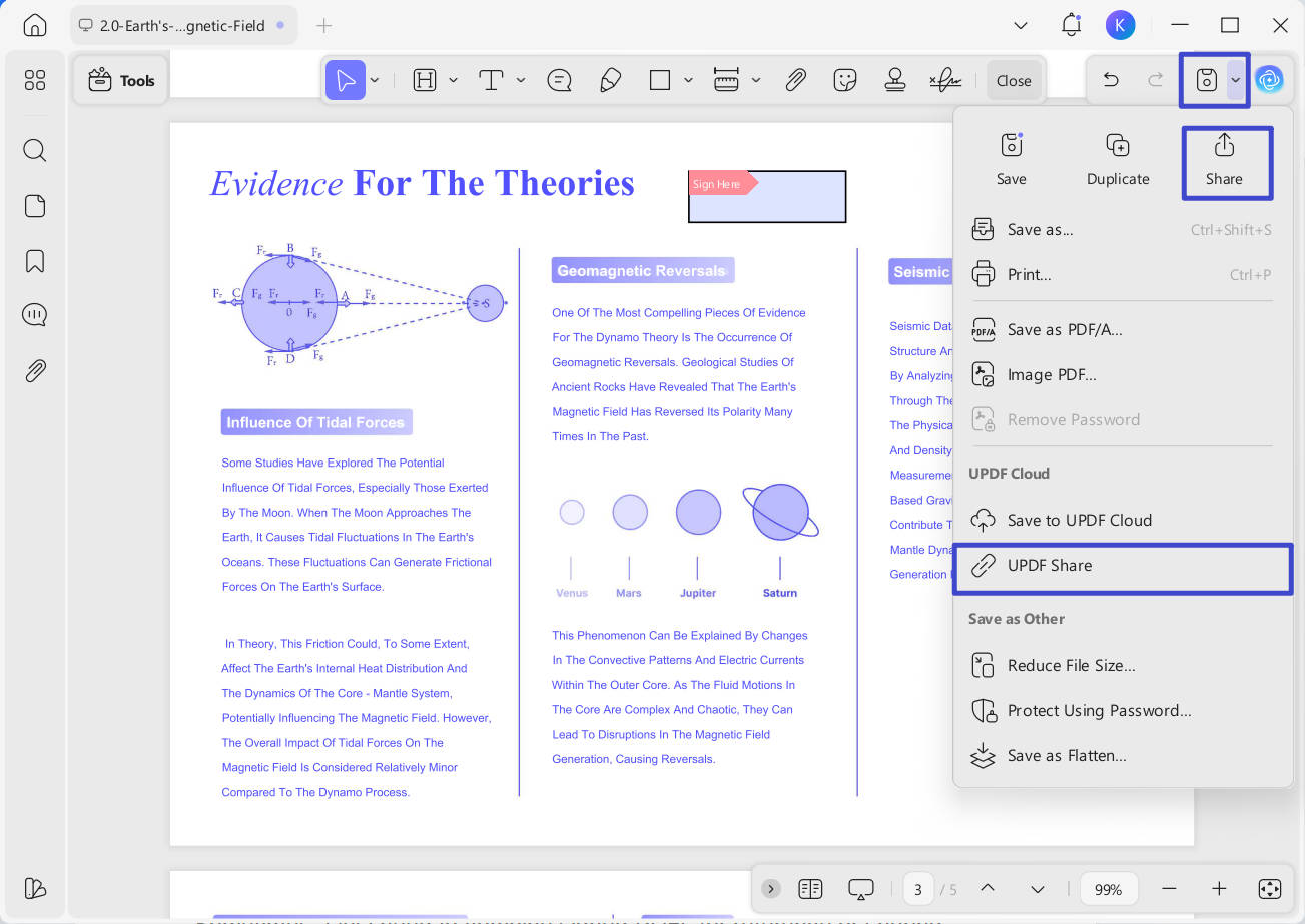 updf save as dialog box for exporting the newly signed pdf