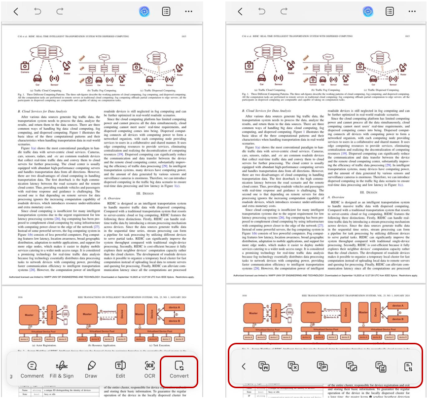 converting into excel format in with updf app