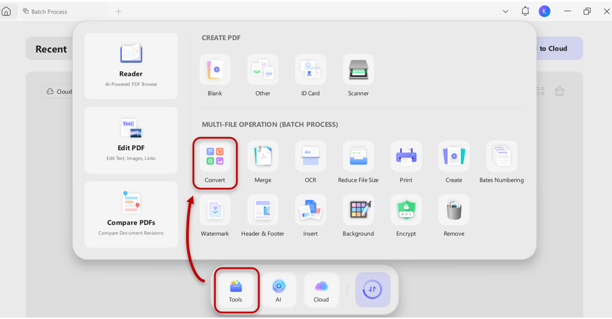 batch converting files in updf