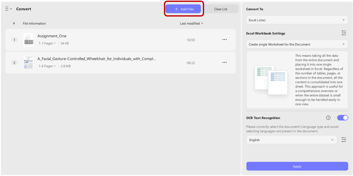 adding files in updf for editing