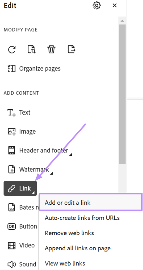 add or edit a link in acrobat