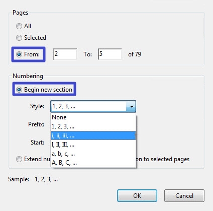 add page labels roman adobe acrobat