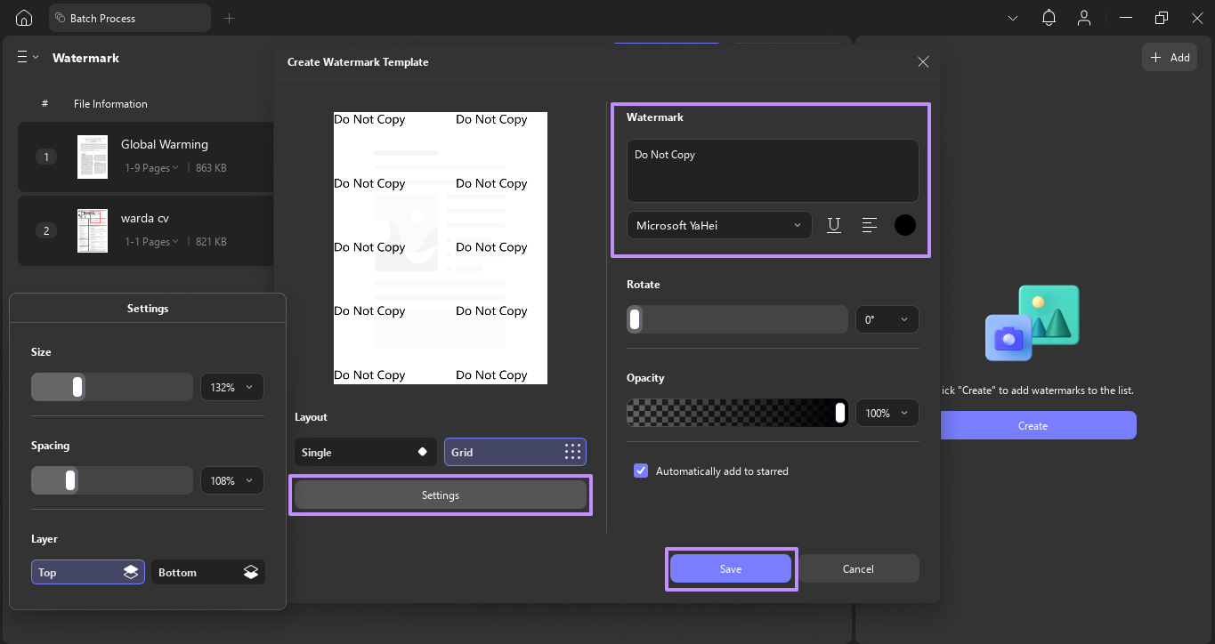 add the text for watermark for batch watermark updf windows