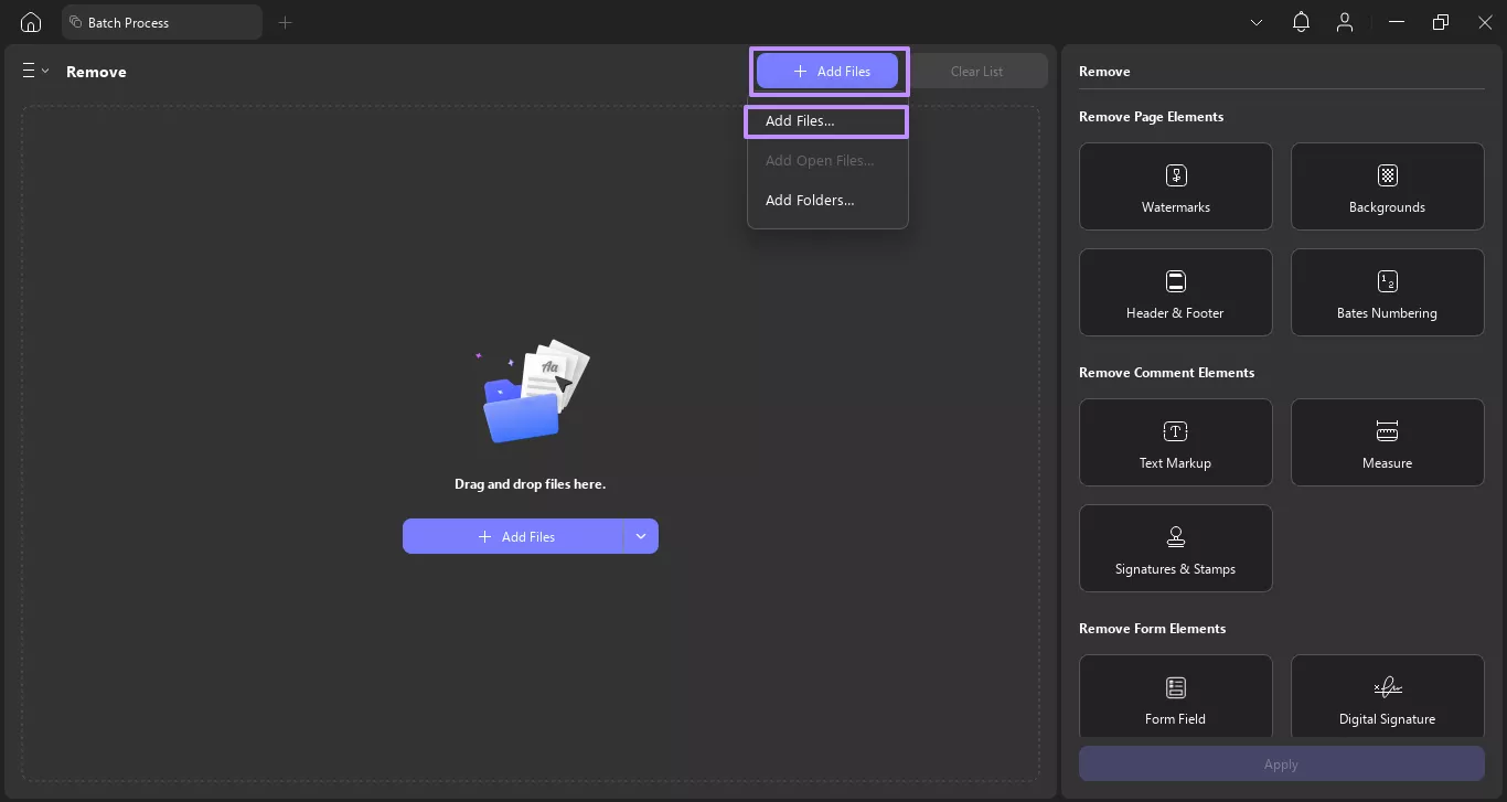 add your desired pdfs for batch header and footer updf windows