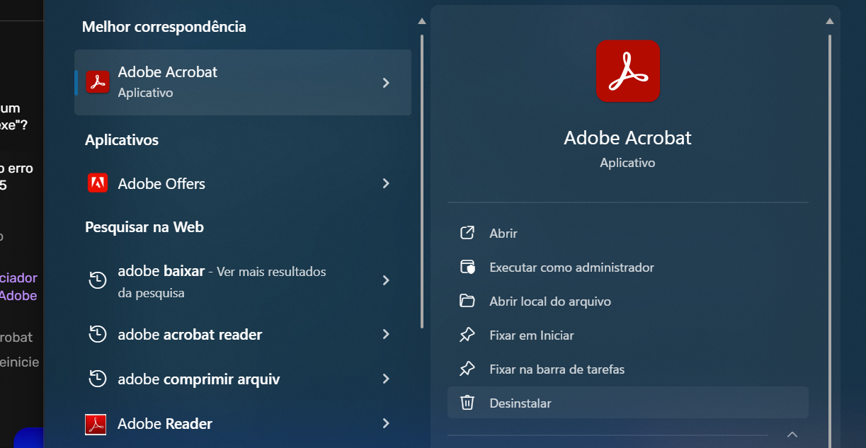 desinstale o gerenciador de notificações para adobe acrobat/reader