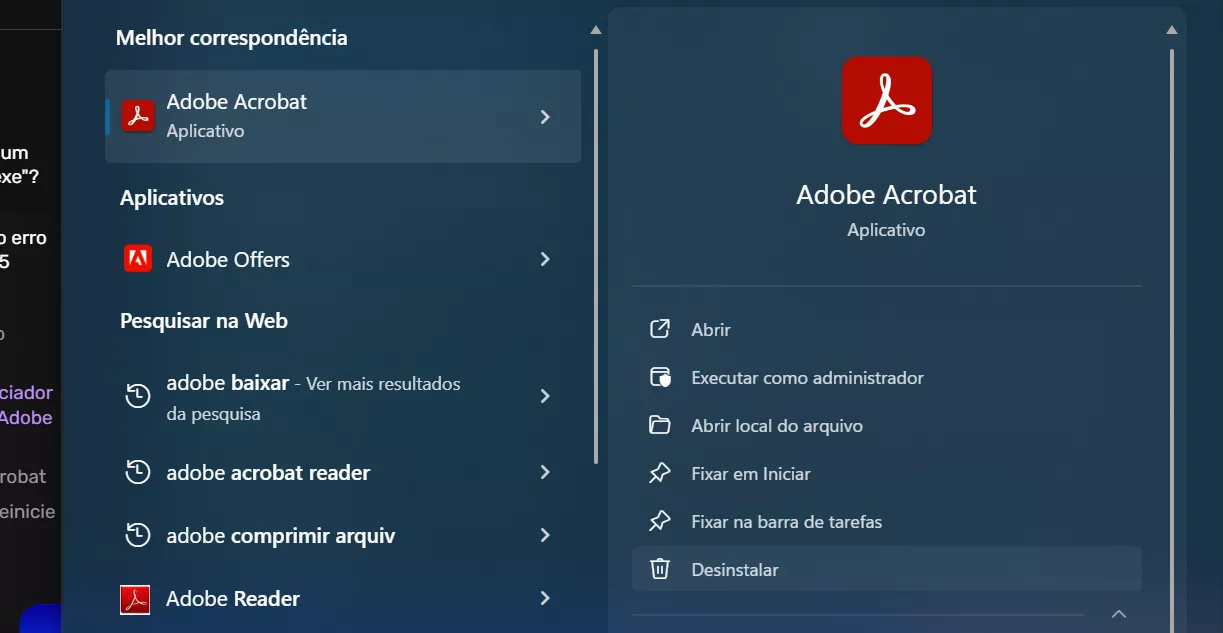 desinstale o gerenciador de notificações para adobe acrobat/reader