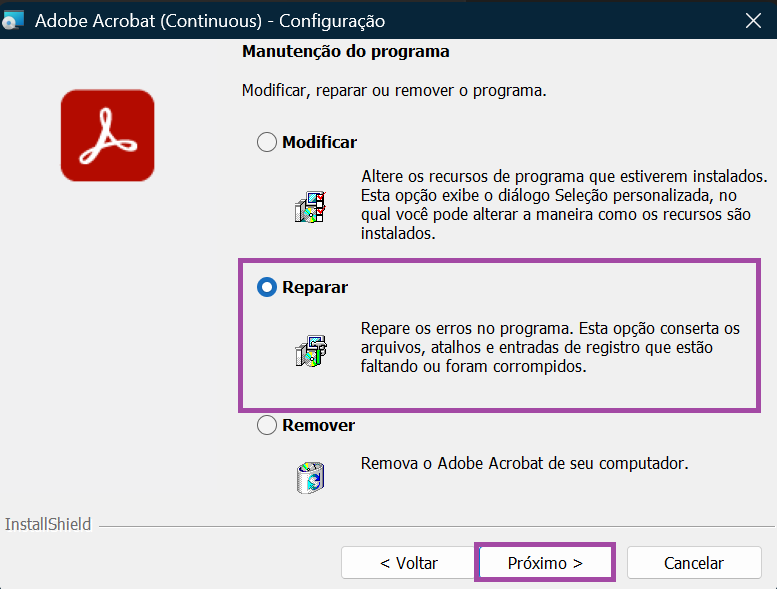 adobe acrobat configuração