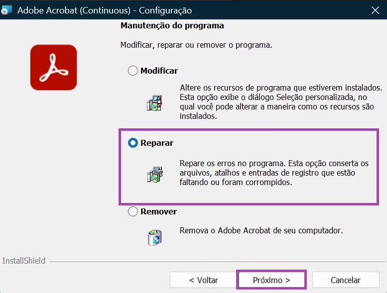 adobe acrobat configuração