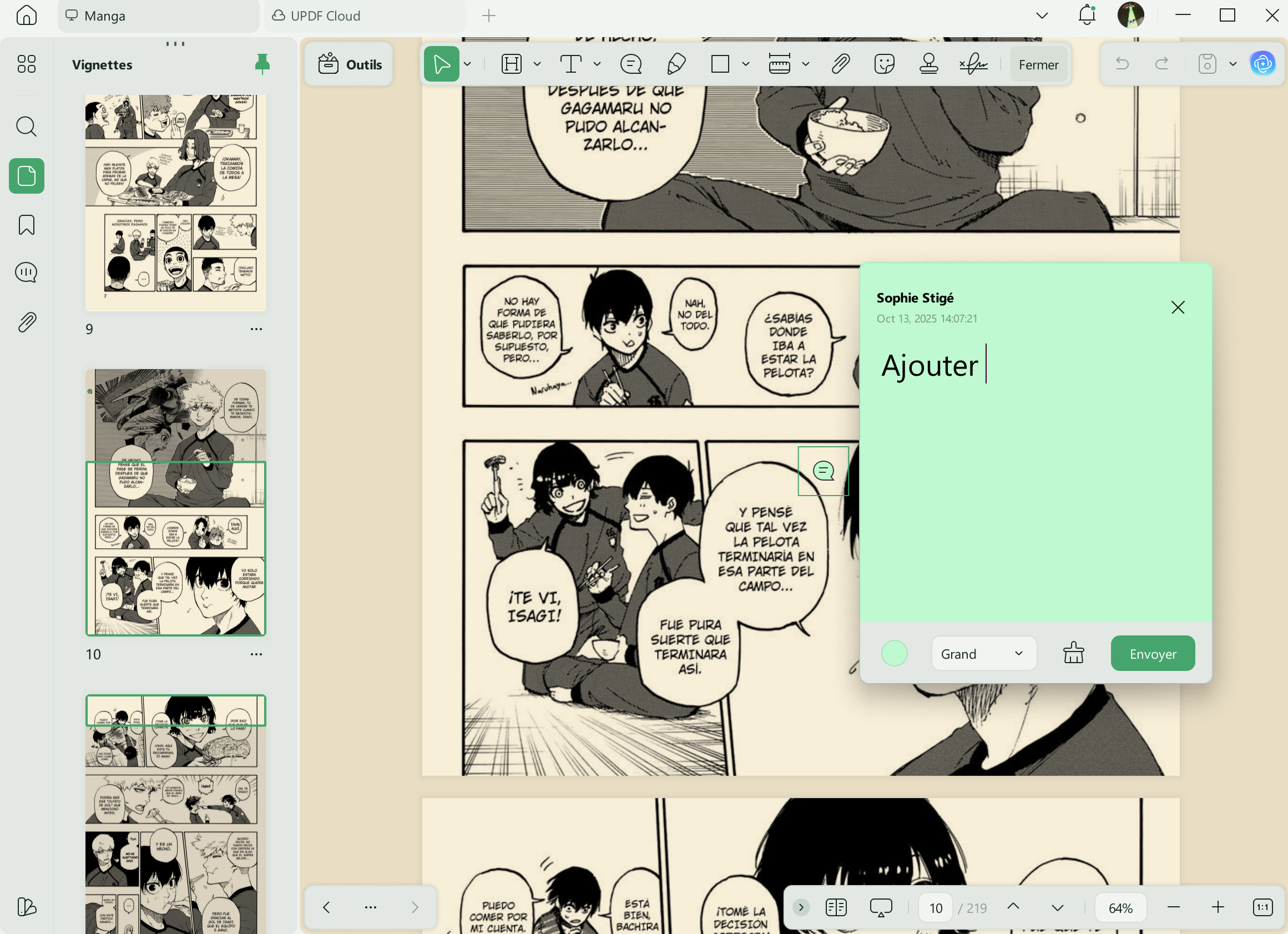 ajouter une note autocollante dans updf