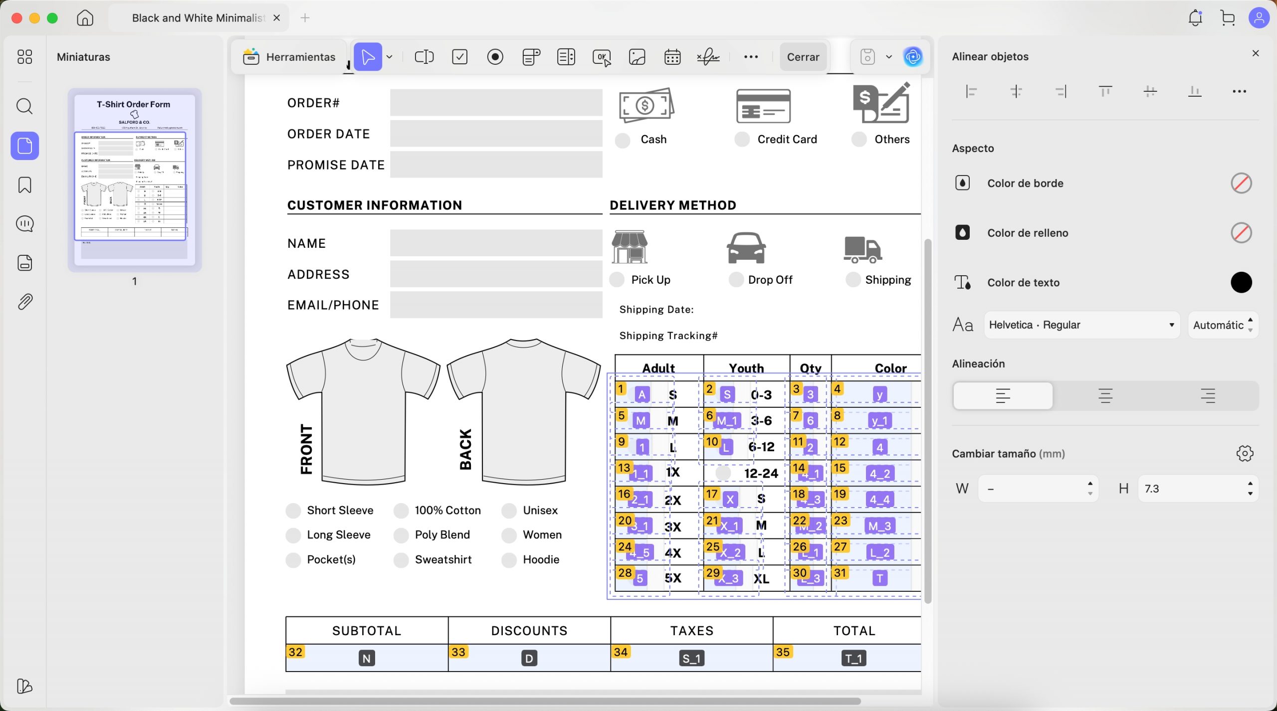 editar propiedades de formulario por lotes