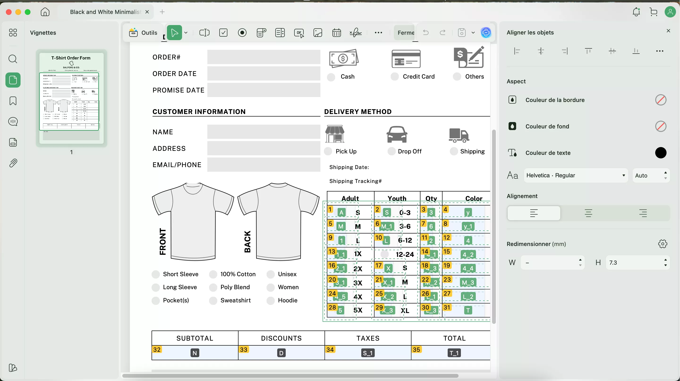 Double-cliquez sur les champs du formulaire pour modifier les propriétés du formulaire.