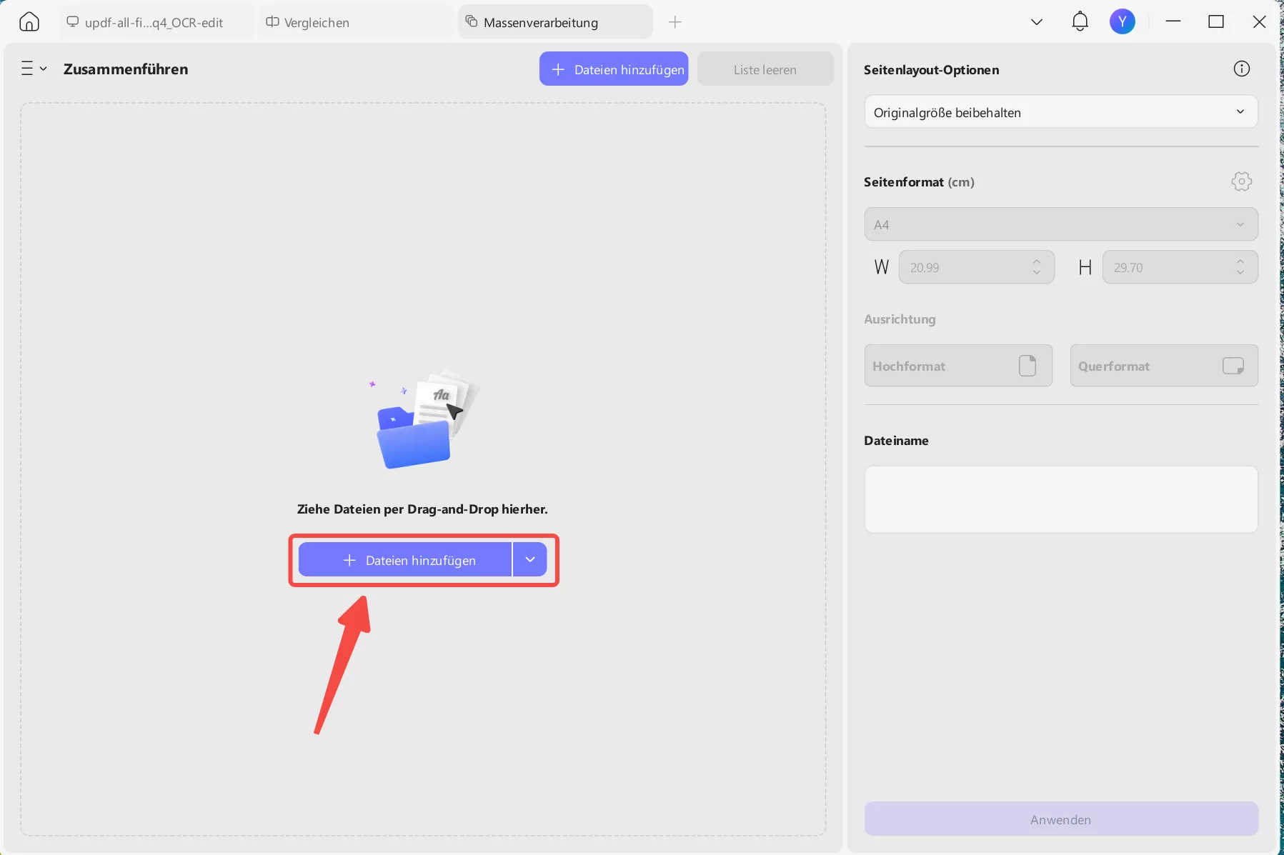 Screenshots zu Updf-Fenstern hinzufügen