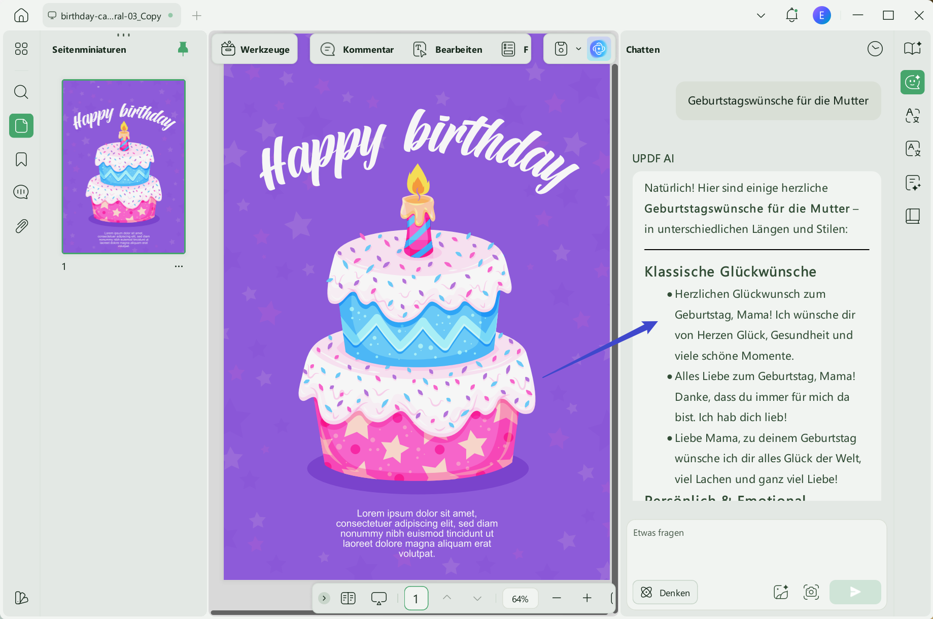 Wünsche aus UPDF-KI generieren