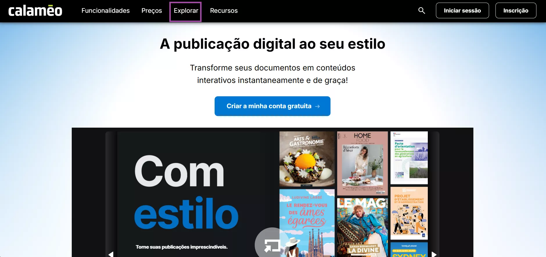 explore e encontre o documento Calameo