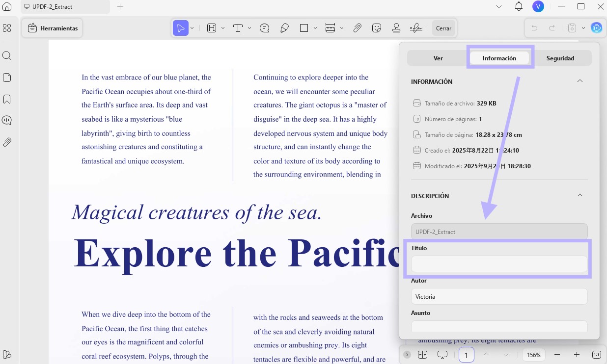 cómo cambiar el título de un pdf updf