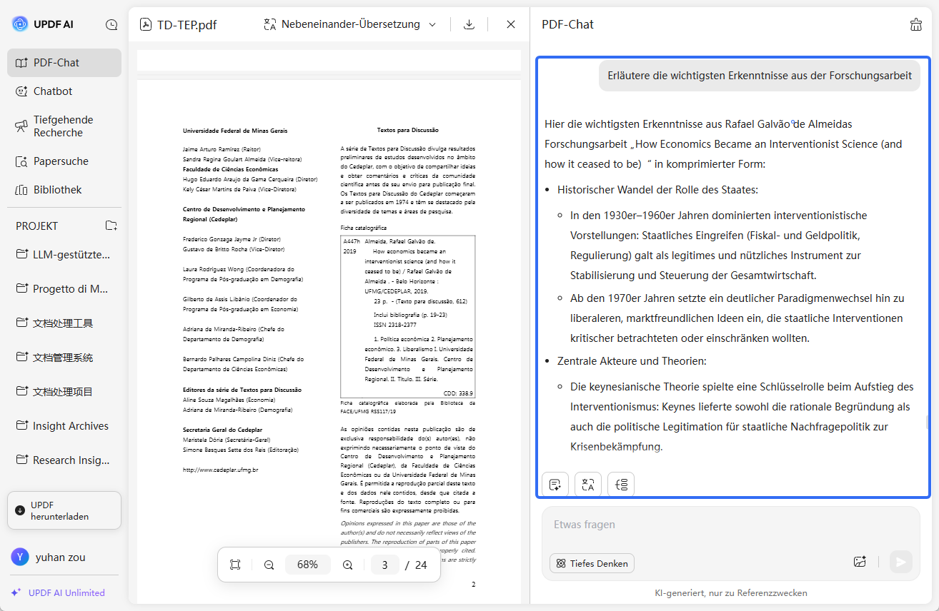 Chat mit PDF Updf AI online