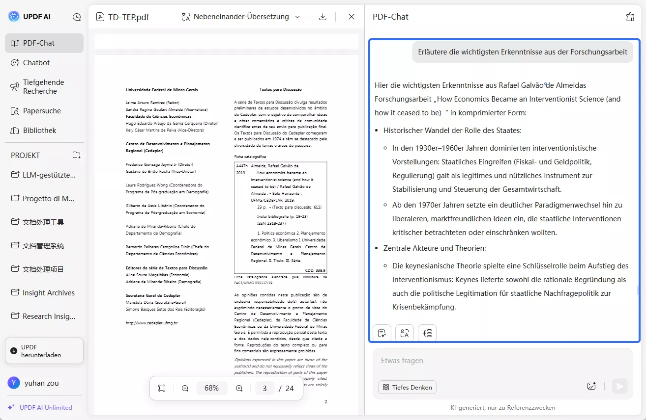 Chat mit PDF Updf AI online