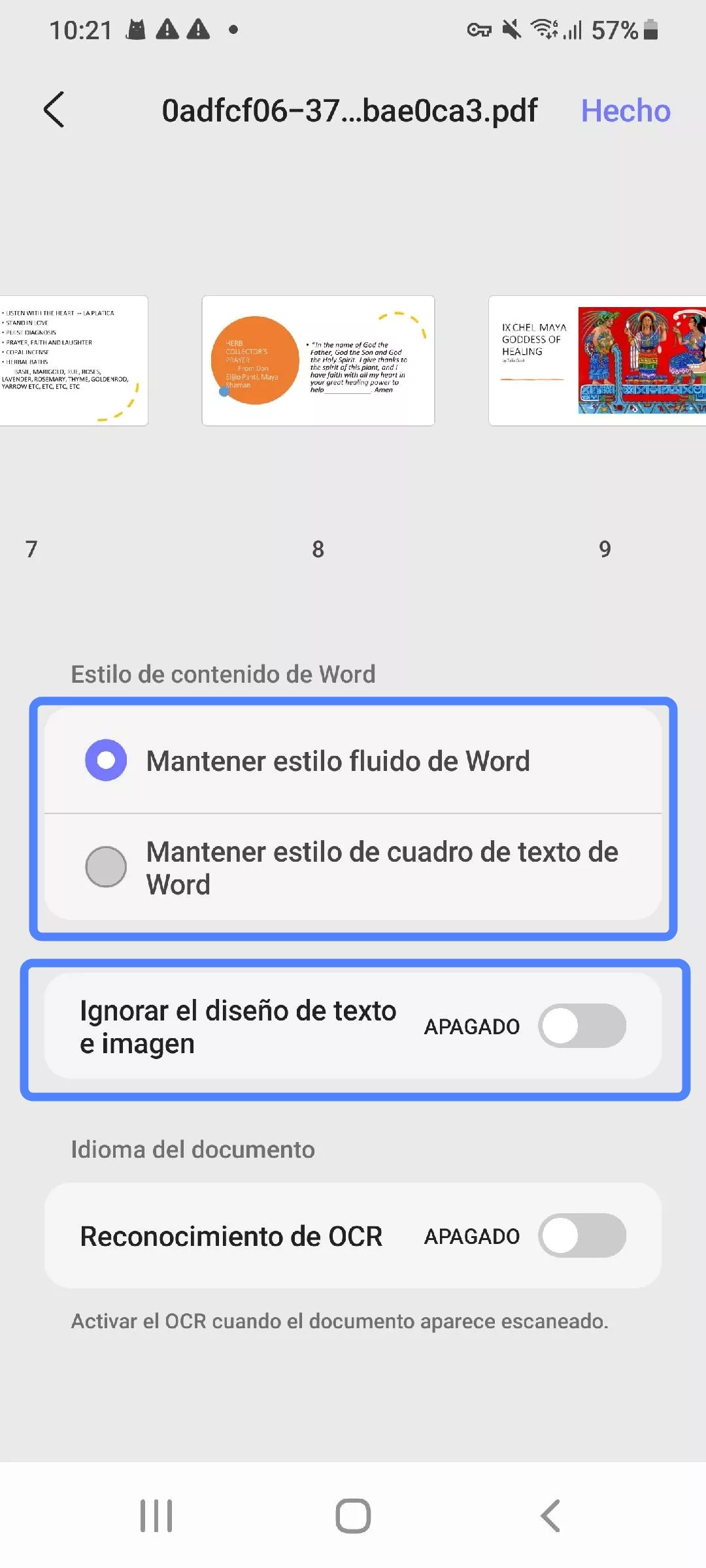elige el estilo de contenido de Word en UPDF para Android