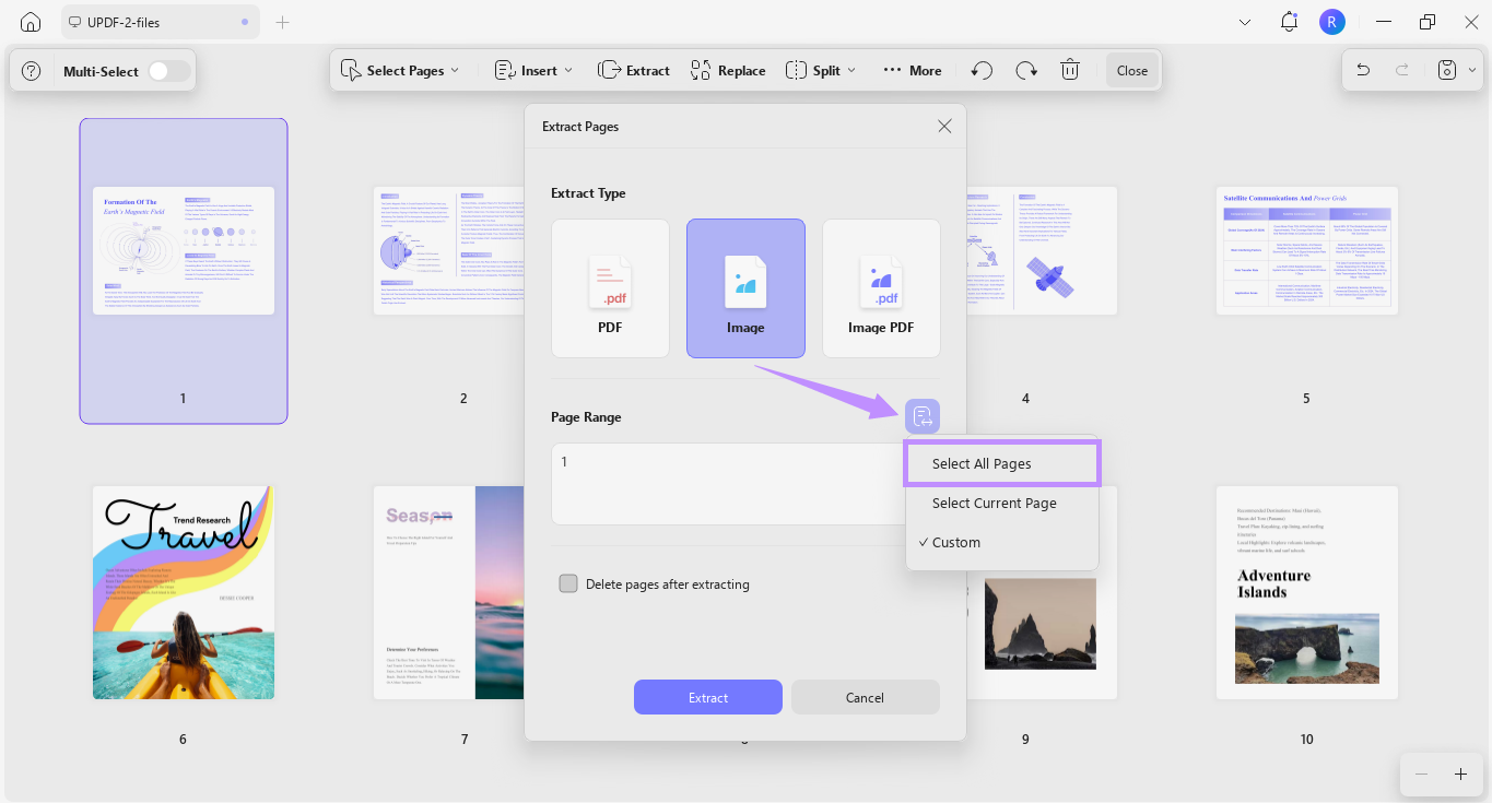 choose to select all pages updf windows