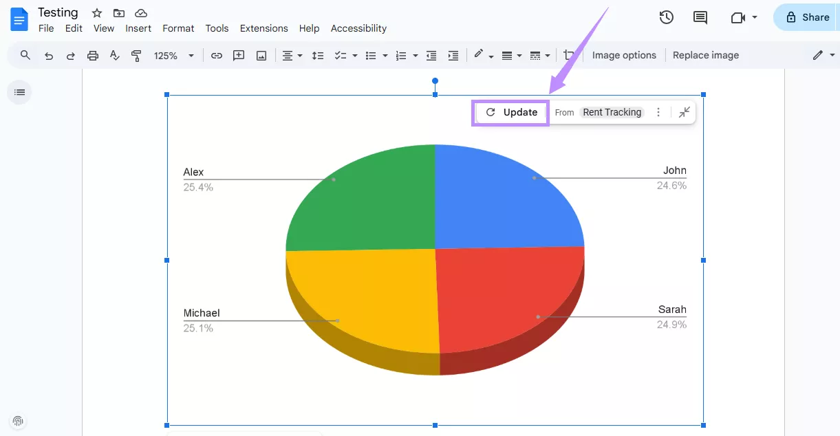 click on update google docs