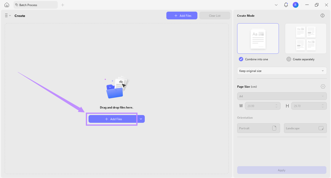 click the add files button updf windows