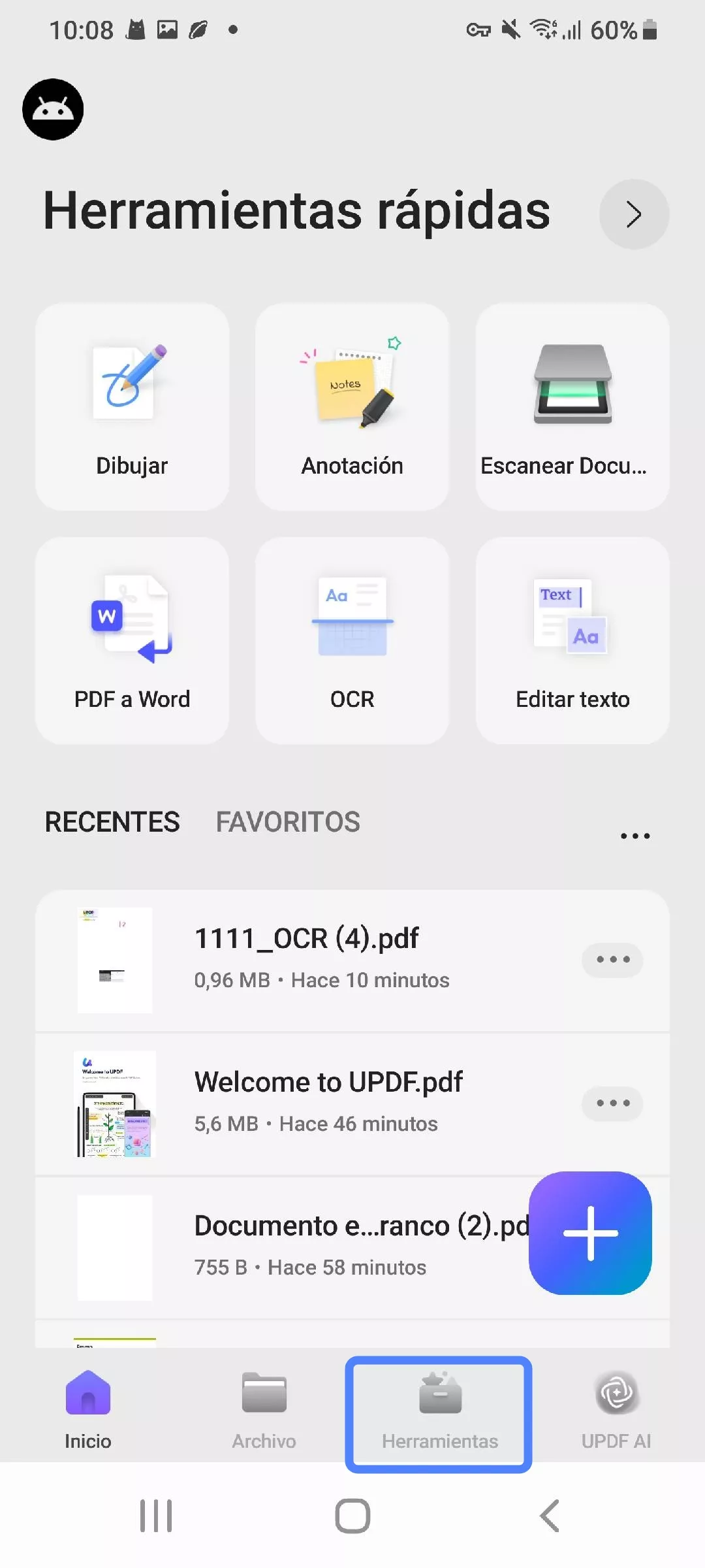haz clic en herramientas