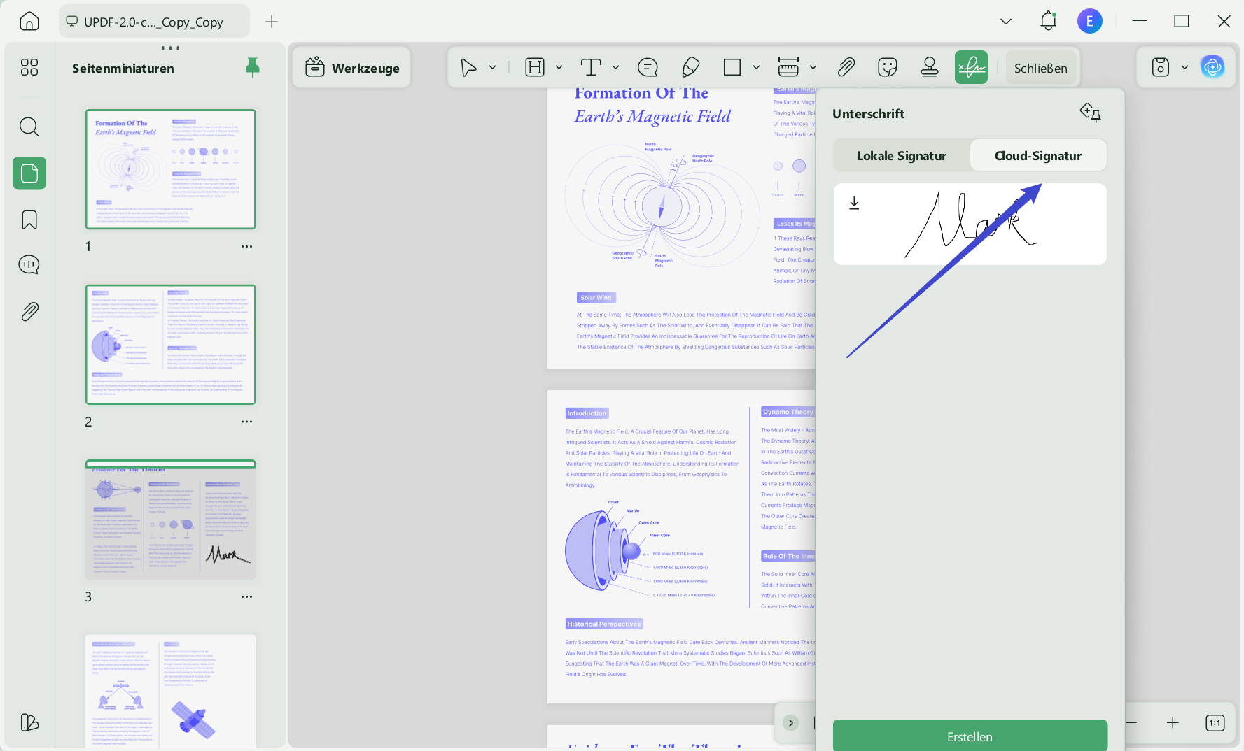 Speichern Sie die elektronische Signatur in der Cloud