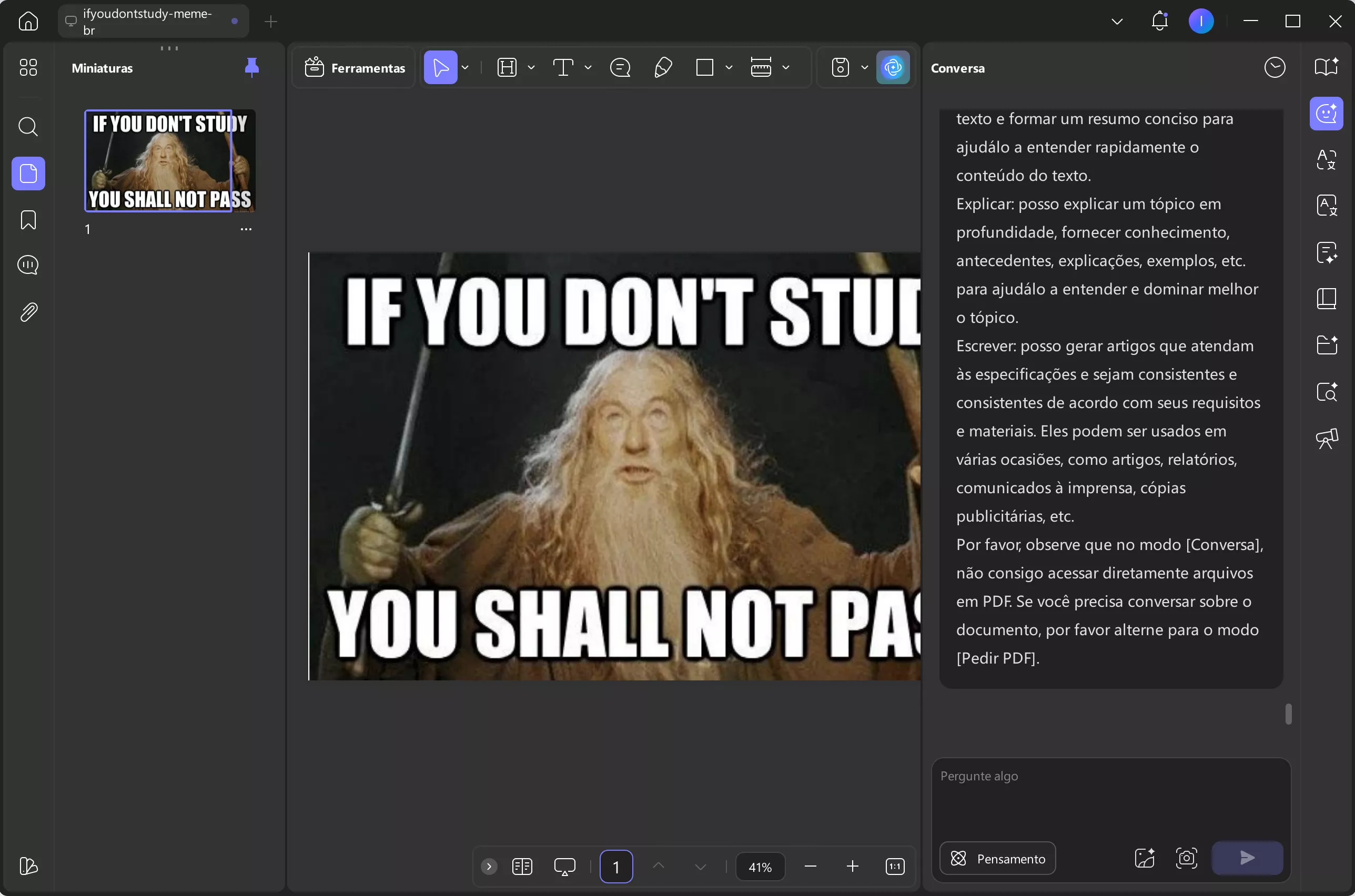 meme em updf ai conversa