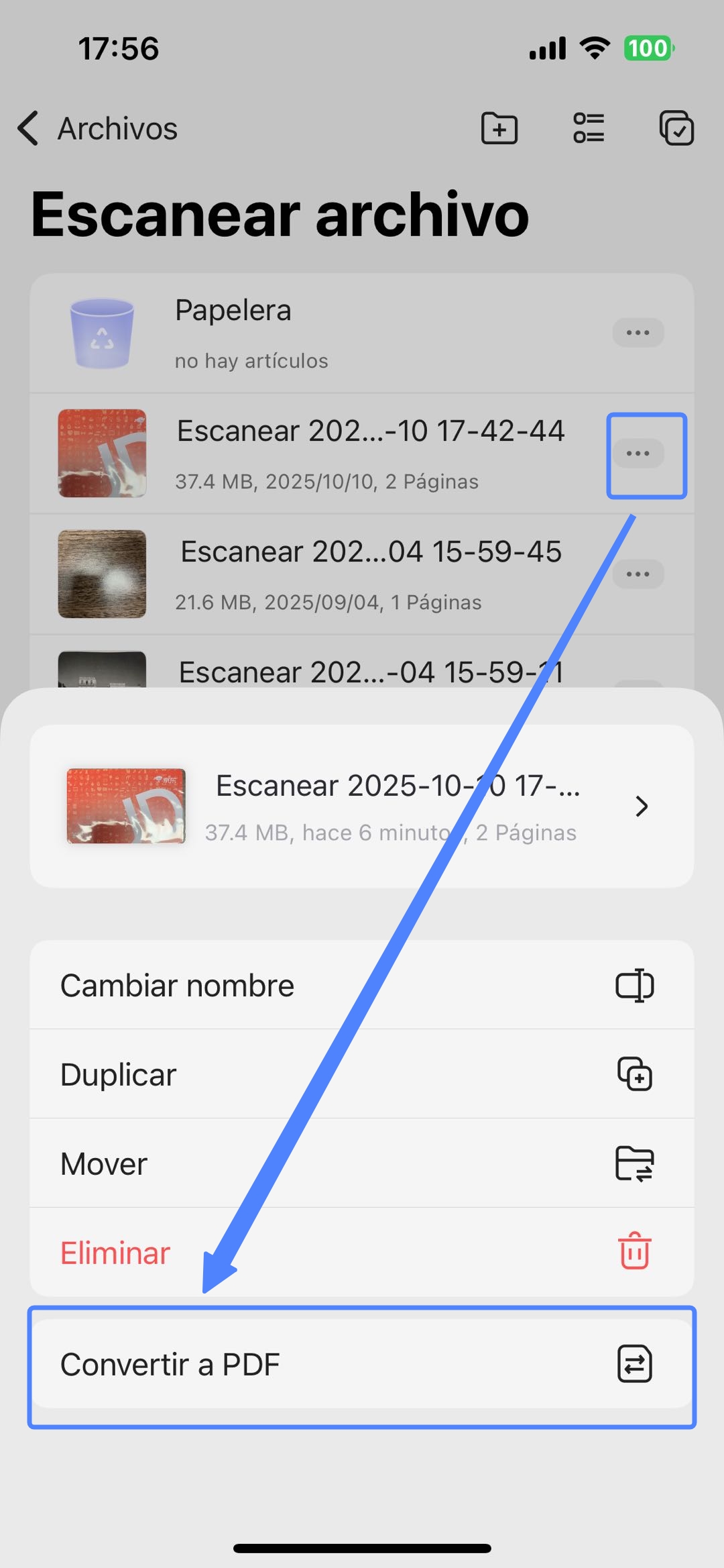 convertir tarjeta de identificación a PDF