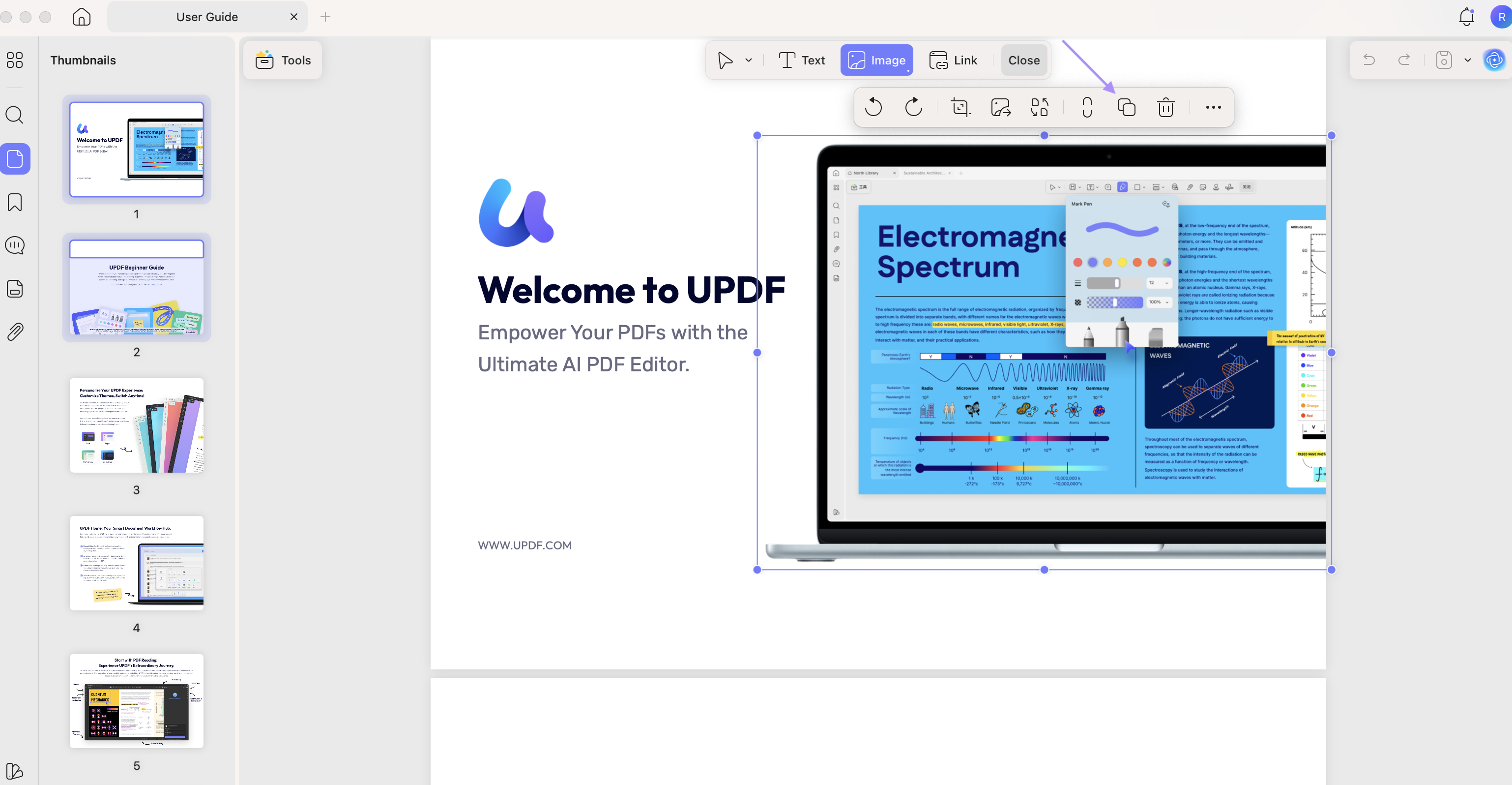 copy one image from pdf updf mac