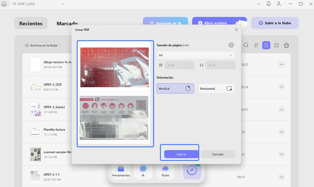 Crear un PDF a partir de la tarjeta de identificación 3