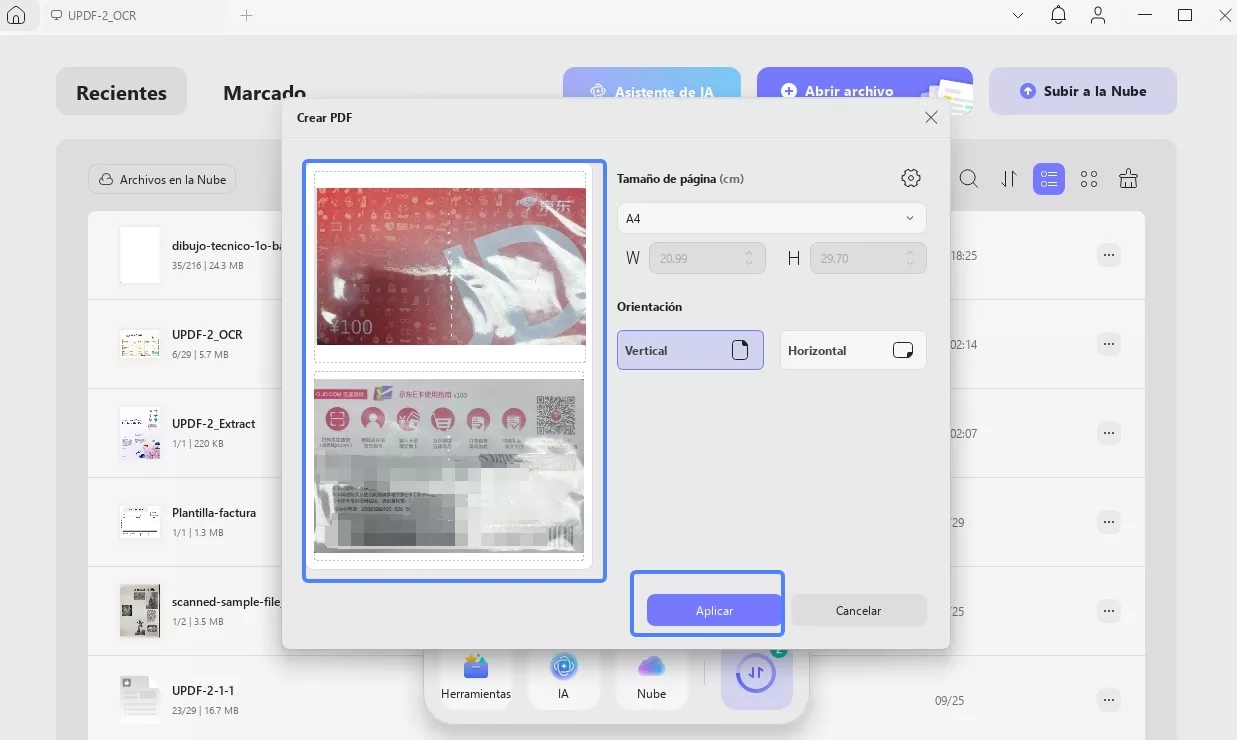 Crear un PDF a partir de la tarjeta de identificación 3