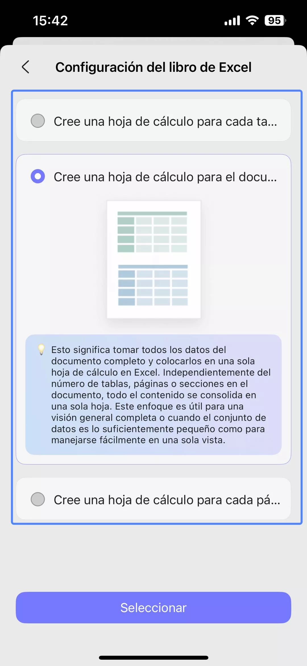 configuración del libro de Excel