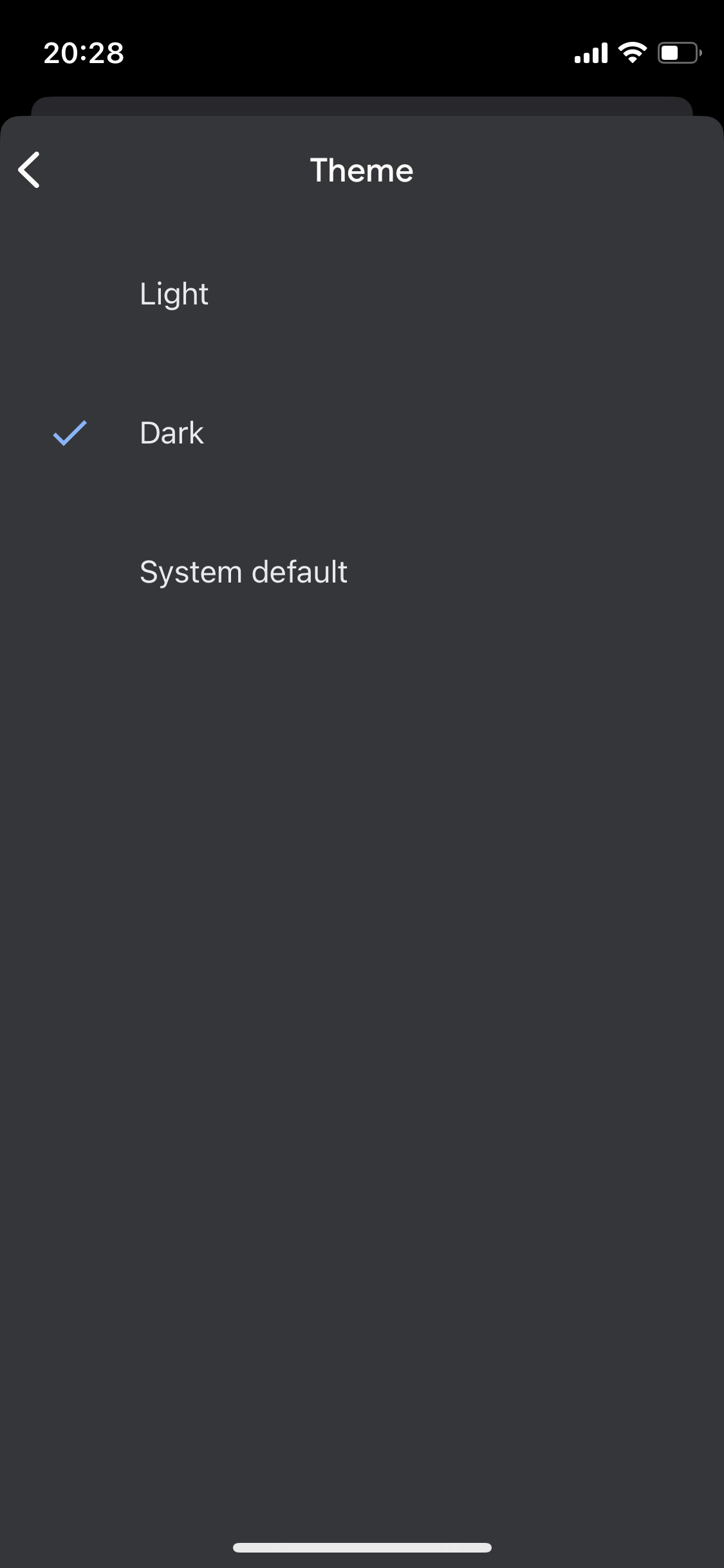 dark mode in iphone or android google docs