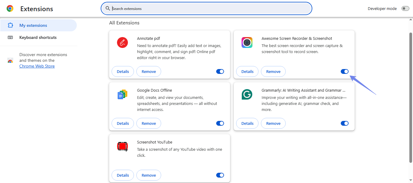 disable extensions browser