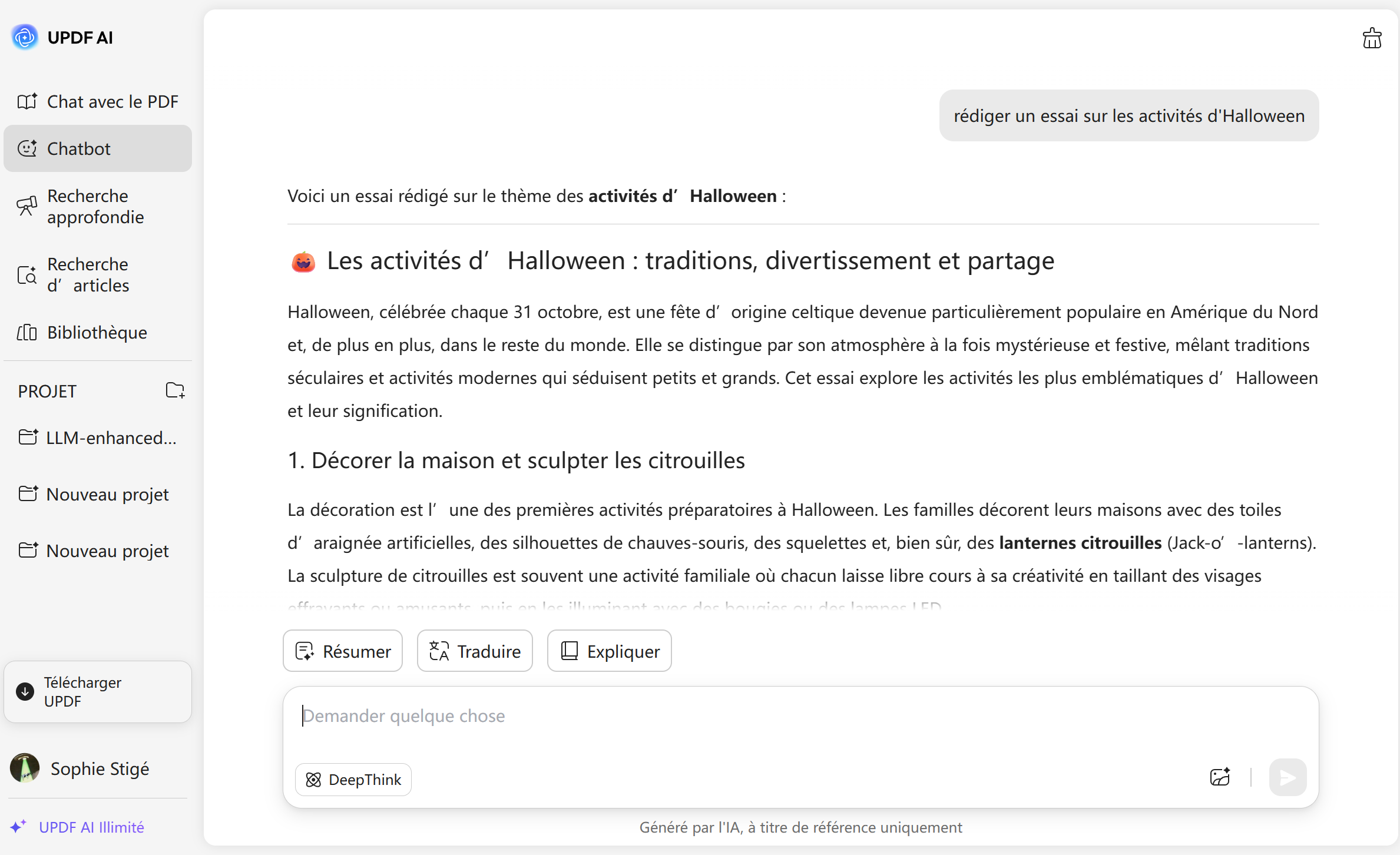 commencer à écrire du contenu avec updf