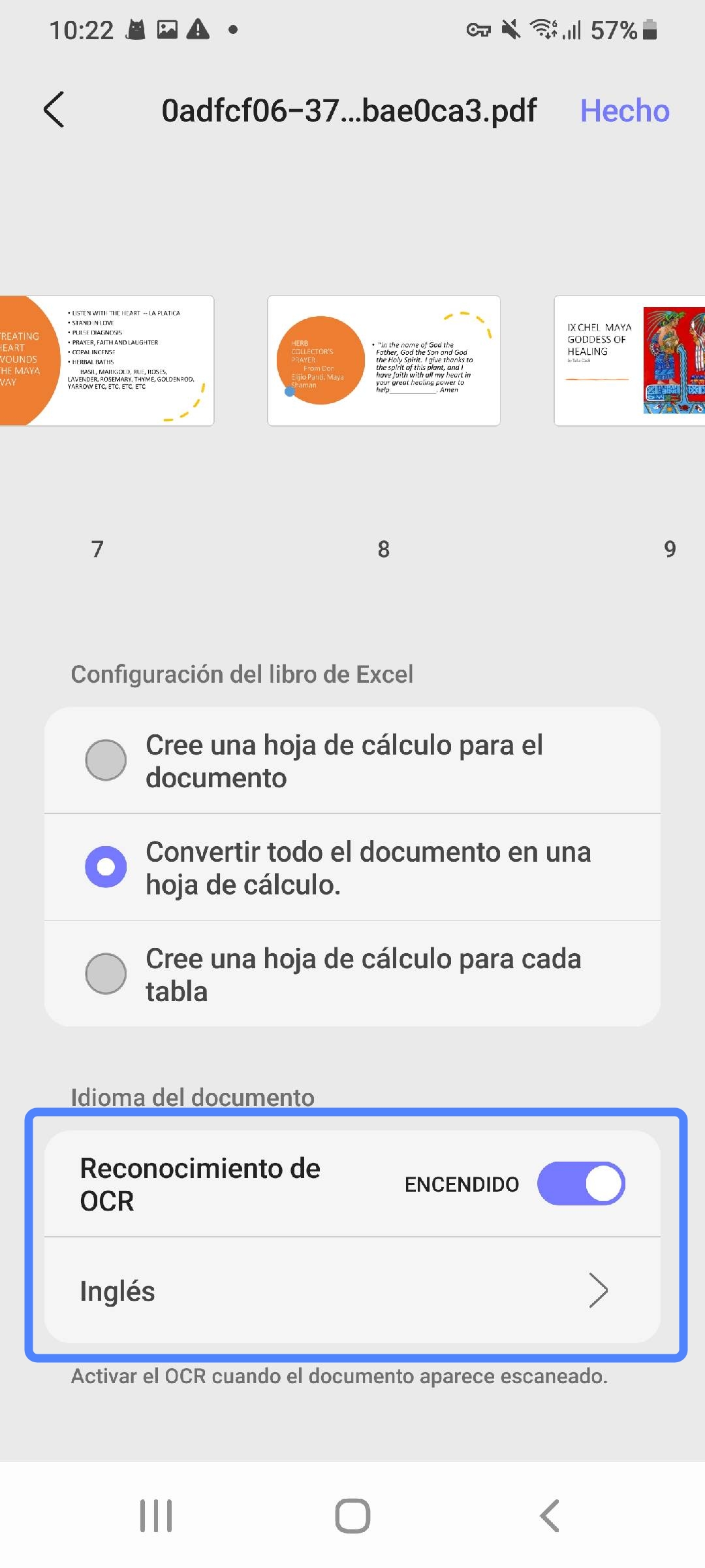 habilitar OCR y seleccionar idioma en UPDF para Android 