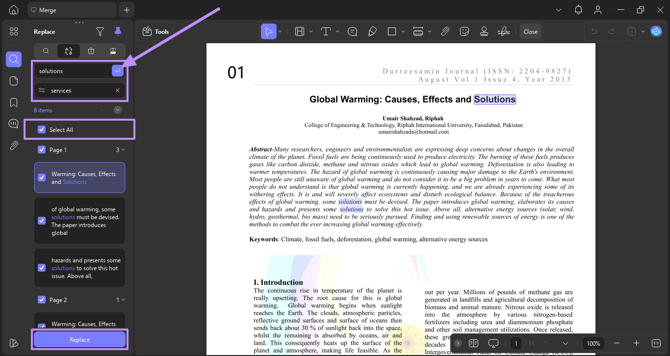 enter the text for replacement updf windows