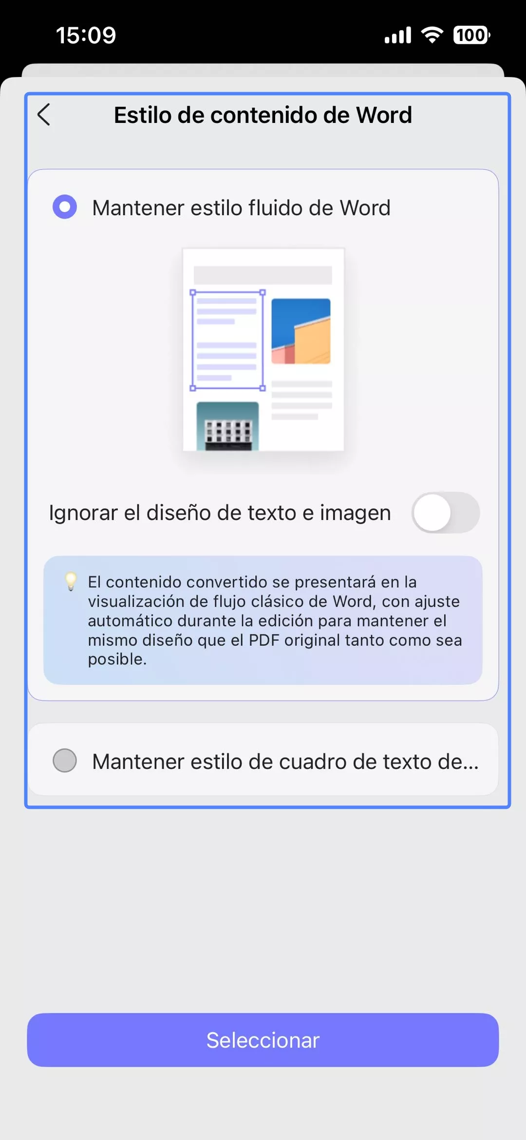 estilo de contenido de Word