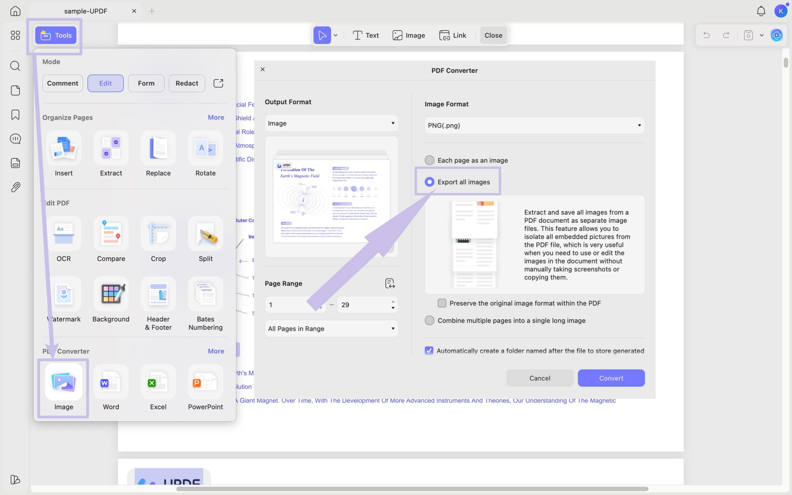 export all images from pdf