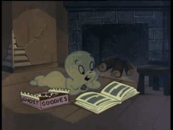 friendly ghost reading gif