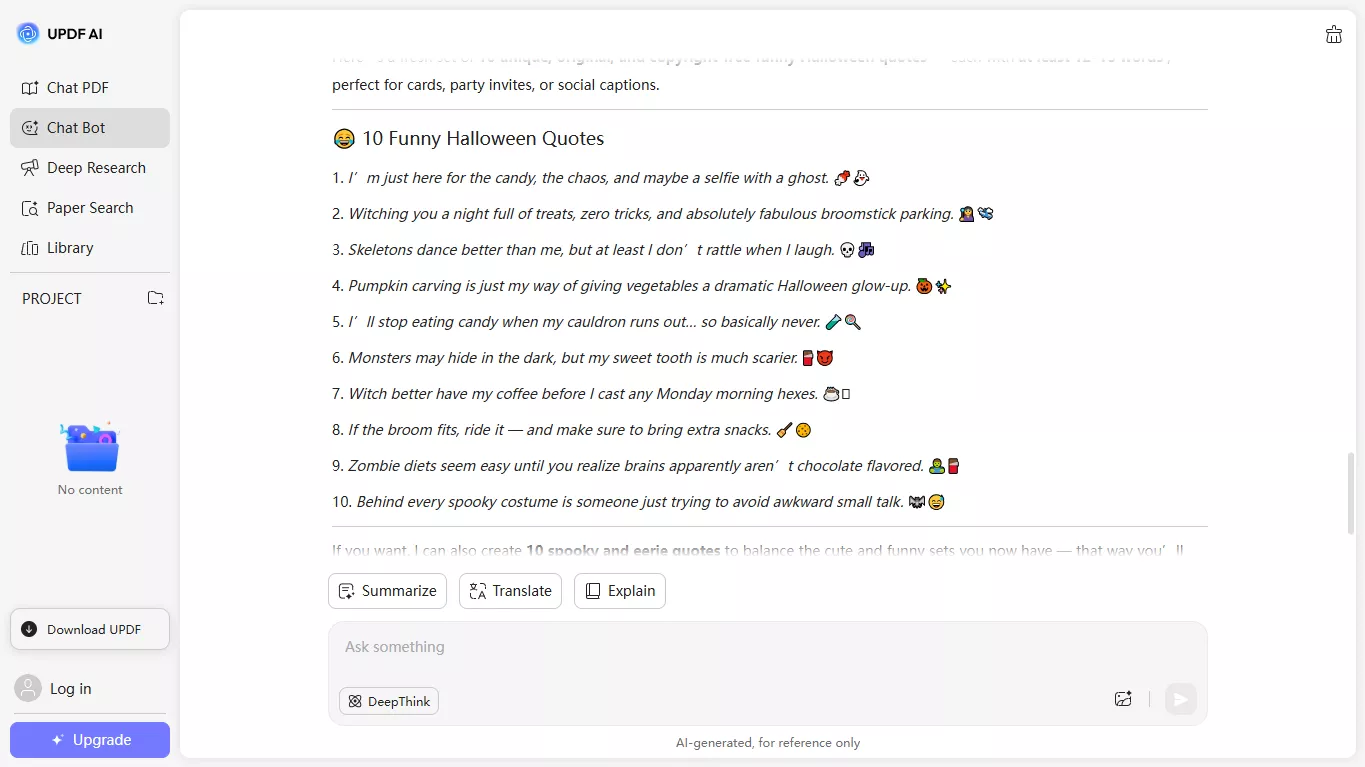 funny halloween quotes by updf ai online