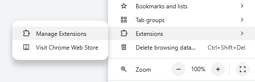 go to manage extensions.