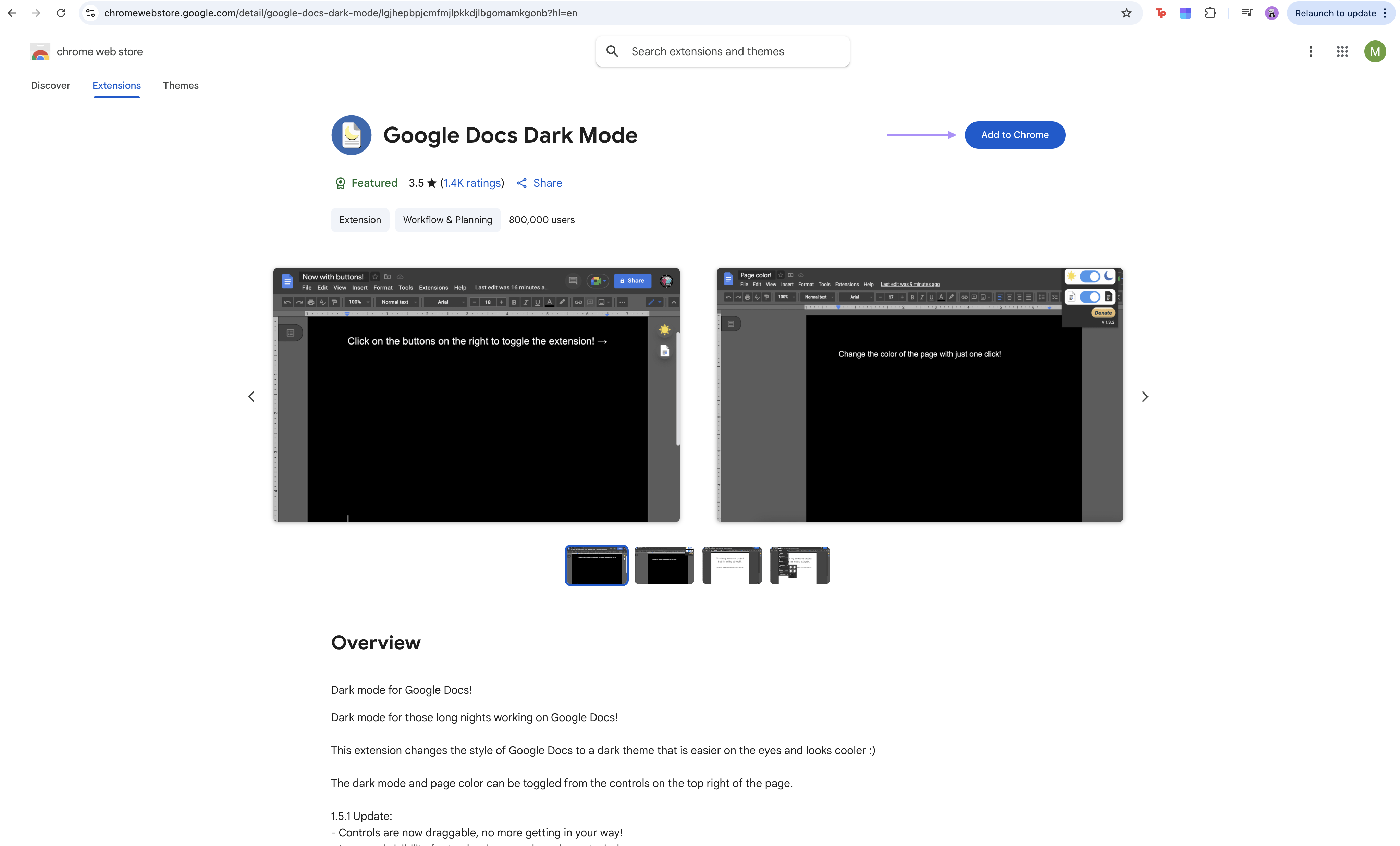 google docs dark mode extension