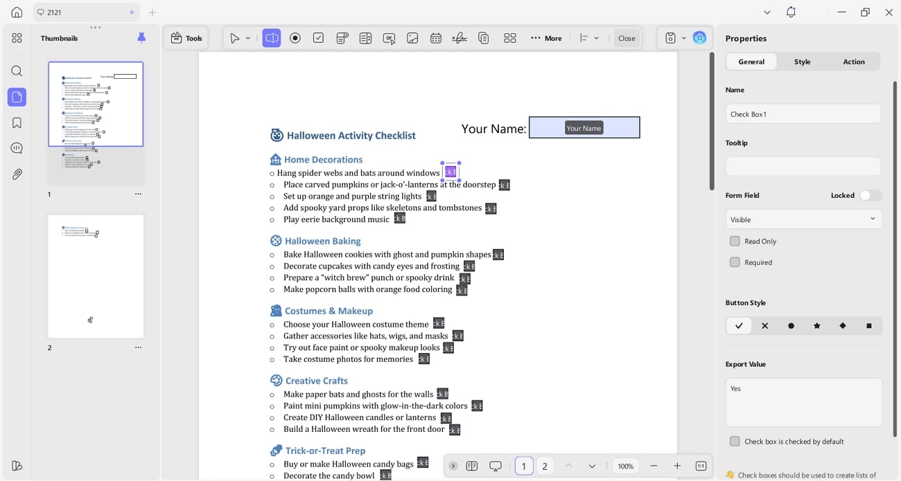 create fillable form fields in pdf
